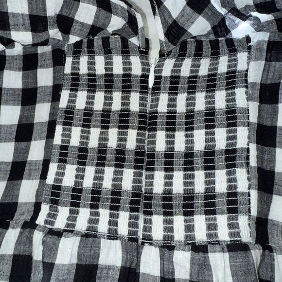J.Crew Gingham Ruffle Midi Dress Size 12 Black White Check Cotton Lined Summer - Picture 9 of 11